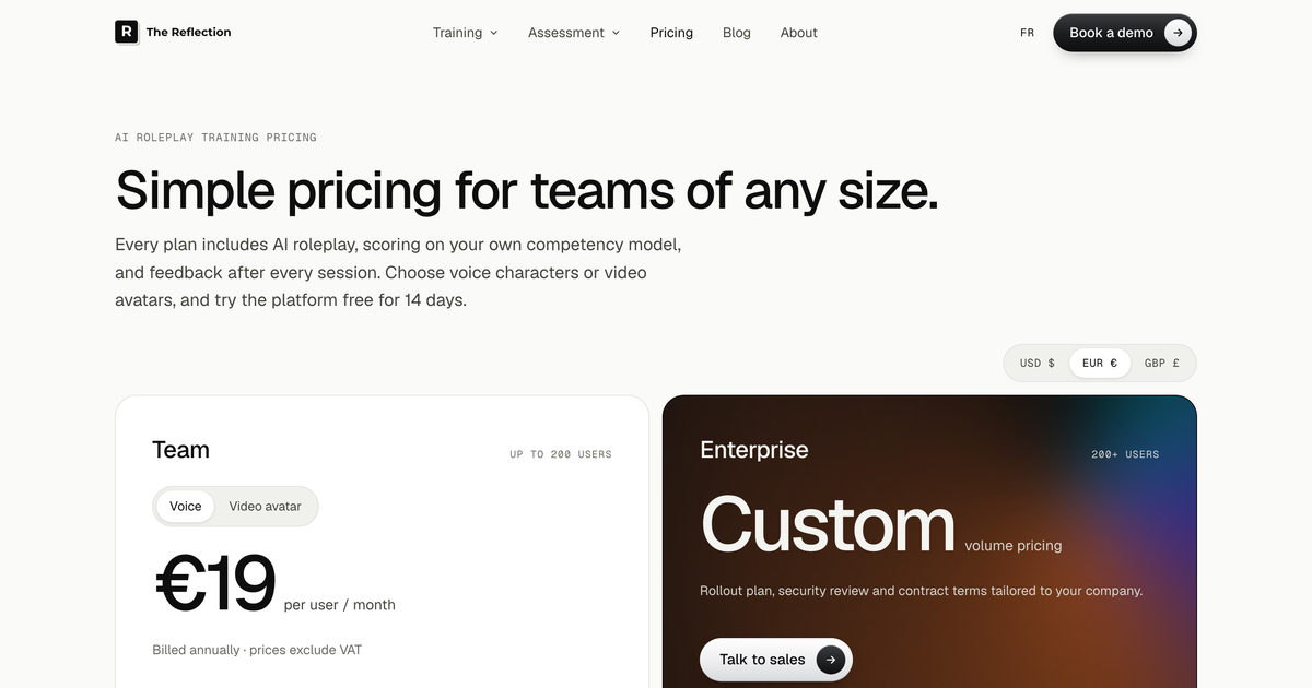 The Reflection Pricing: Plans for AI Roleplay Training